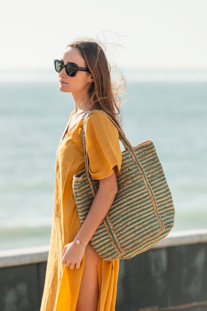 Cesto de paja color verde (2024)