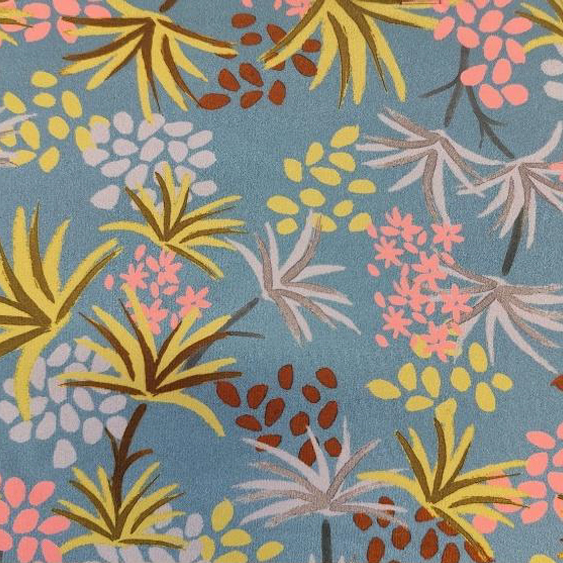 Estampado flores azul/amarillo. Colección DBM 2026