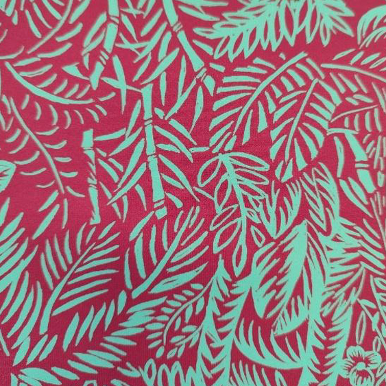 Estampado palmas burdeos. Colección DBM 2026